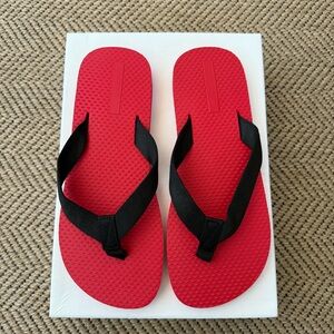 Red & Black Grosgrain Flip Flop Thongs